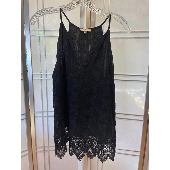 Joie Black Spaghetti Strap Lace Top Size Small Silk - Picture 1 of 6